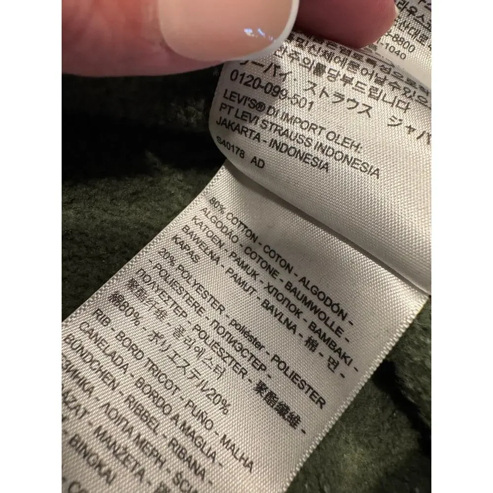 Levi's Men's Crewneck Sweatshirt S Thyme Green Fleece Logo Standard Fit Pullover
